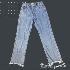 Superdown Jeans Light Wash Straight Leg button fly Frayed Hem denim size 28 / 6